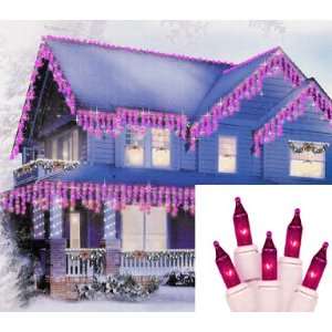  Set of 300 Pinkish Purple Everglow Icicle Christmas Lights 