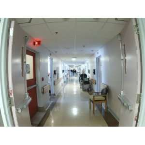  Fish Eye of Hallways Horizon in Empty Hospital Corridor 