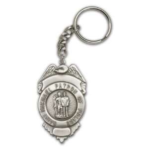  Silver St. Michael the Archangel Keychain   Engravable 