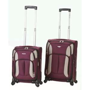  Fox Luggage F152 BURGUNDY 2 Pc. Spinner Carry On Set Rockland 