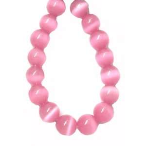  Bead Collection 40520 Glass Cats Eye Pink Beads, 8 Inch 