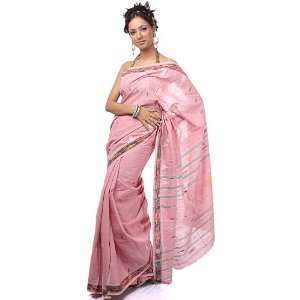  Pink Bengali Puja Sari with Patola Border   Pure Cotton 