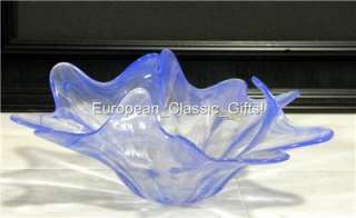 PRETTY BLUE MURANO GLASS BOWL Italian STUDIO ART Glasses ITALY NEW 