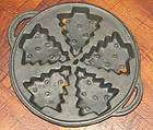 Christmas Tree Cast Iron Cookie Mold, Round, 5 Cookies