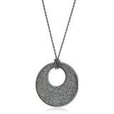 Kenneth Jay Lane Gunmetal And Hematite Color Pave Disc Pendant 