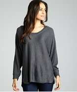 525 America heather grey cotton cashmere scoop neck dolman sweater 