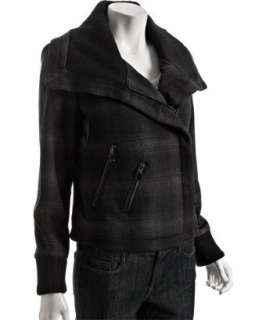 by Allen Schwartz black wool blend contrast trim hooded jacket 