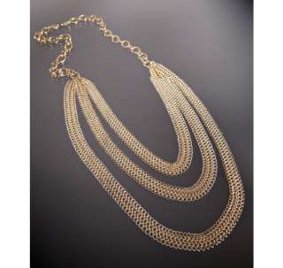 Max gold triple mesh layered chain necklace