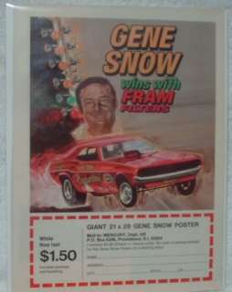 DRAG RACING GENE SNOW VINTAGE FRAM FLT 71 ORIGINAL AD*  