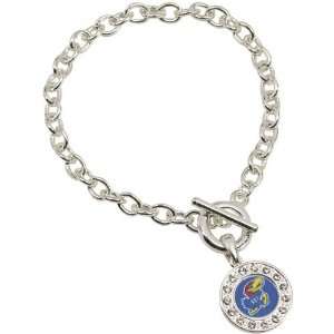   Jayhawks Ladies Silver Round Crystal Bracelet