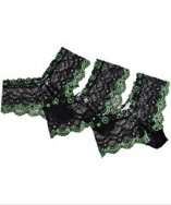 style #308320802 set of 3   black lace cross dyed hipsters