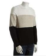 Cullen black colorblock linen cotton crewneck sweater style# 317065102