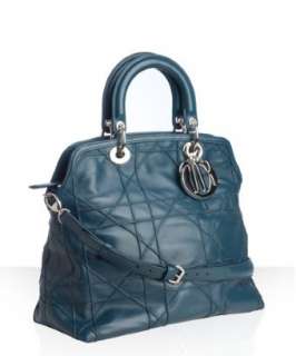 Christian Dior petrol cannage leather Granville tote   up to 