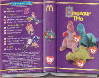 McDonalds Ty TEENIE Beanie Baby 2000 Dino Trio STEG Stegasaurus 