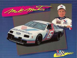 MARK MARTIN 1992 VALVOLINE RACING NASCAR PHOTO POSTCARD  