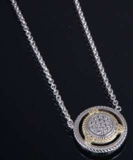 Judith Ripka white sapphire pave medallion chain link necklace 