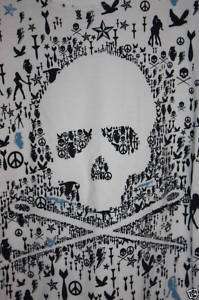 NWT Marc Ecko White Skull Blast Peace TShirt Needles  