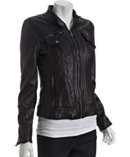 MICHAEL Michael Kors black leather zip front pocket jacket   