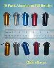 Ten Travel Aluminum Pill Box Case Bottle with screw top & Key Ring in 