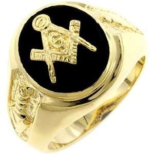  Mens Masonic Ring with Rounded Black Onyx   Size 9 14 