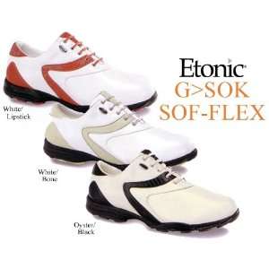 Womens Etonic GSok Golf Shoes (ColorWhite/Bone,Size8.5,WidthWide 