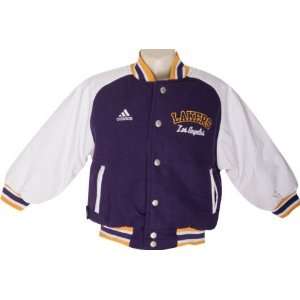   Lakers Kids 4 7 adidas Faux Leather Reversible Varsity Jacket Sports