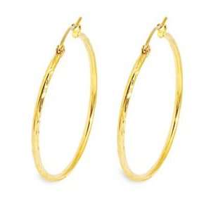  10k Yellow Gold Large Hi Polished Hoop Earrings Jewelry