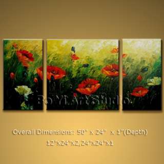   Abstract Floral Oil Painting Poppy Flower Contemporary Canvas Wall Art
