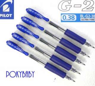 12 pilot G 2 0.38mm ultra fine roller ball gel pen blue  