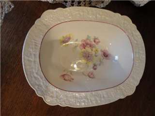 ANTIQUE AG C. CO. OLD HOLLAND WARE FLOWERED OVAL BOWL  