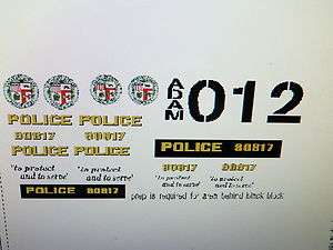 Adam 12 Police Car Decals from the old TV Show 24 scale  