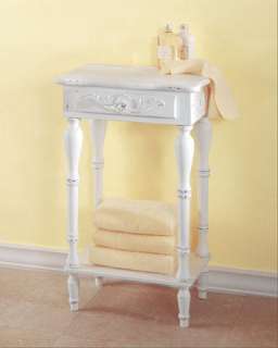   White Shabby Home Decor Wood Side End Table With Single Drawer & Shelf