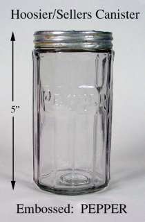 Hoosier Sellers Med Size Embossed/Paneled PEPPER Jar~1920s 1930s 