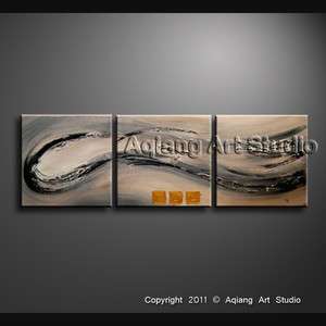 Modern Abstract Oil Paintings On Canvas Wall Art Triptych Framed Ready 