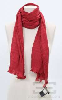 Burberry Red Sheer Silk Gathered Stretch Scarf  