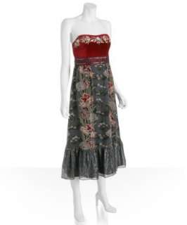Nanette Lepore grey floral chiffon Heirloom dress   up to 70 
