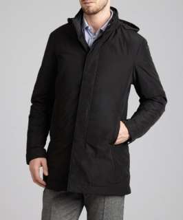 Zegna Z Zegna black hooded button front jacket