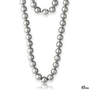  10mm Silver Shell Pearls 18 Necklace with Magnetic Lock Jewelry