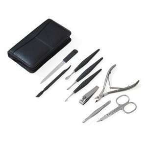   Manicure Set in a Black Leather Case. Made by Hans Kniebes in Solingen