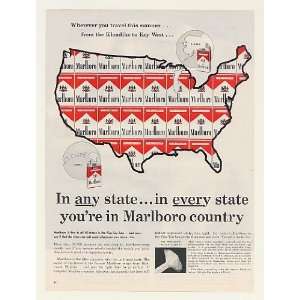   Cigarette Country Every State USA Map Print Ad (47635)