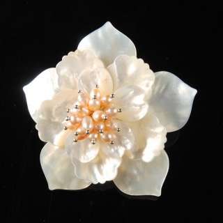 g1021 Shell pearl flower pin brooch pendant  