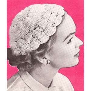 Vintage Crochet PATTERN to make   Cotton Cap Hat Beanie 1950s. NOT a 
