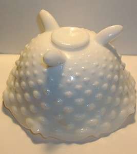 VTG HOBNAIL MILK GLASS Compote THREE FOOTED BOWL  