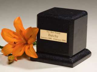 Cambrian Black Granite Pet Cremation Urn   Engravable   