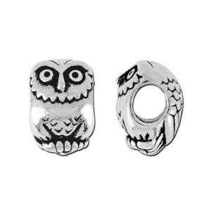  12mm Antique Silver Owl Large Hole Bead by Tierracast 