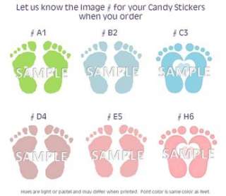 114 of BABY SHOWER PINK BLUE FEET PERSONALIZED CANDY WRAPPER LABELS 