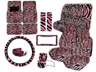 Zebra PINK Animal 15PC Car Seat Covers Auto Accesories  