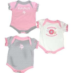  Reebok Minnesota Vikings Newborn 3 Pc Pink Creeper Set 