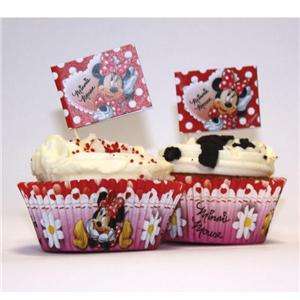 Minnie Mouse Red Polka Dot Party Cupcake Cases & Picks x 24  