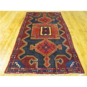  311 x 78 Navy Blue Persian Hand Knotted Wool Hamedan Rug 